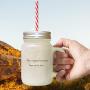 Green Man Trapped In Pantry Has Ass In Jam Frosted Glass Mason Jar With Straw