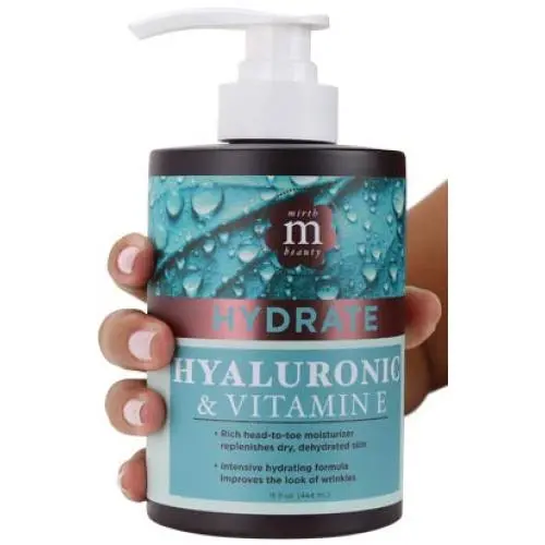 Mirth Beauty Hyaluronsäure Creme für Gesicht und Körper. Mit Kokosöl, Vitamin E, Aloe Vera, Sheabutter. Große 15oz Jar mit Pumpenkopf.