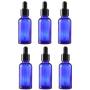 6 Pcs 30ML 1OZ Blue Glass Dropper Bottle Essential Oil Dispenser Container Aromatherapy Massage Oil Sample Vial with Black Lid and Internal Pipette Storage Bottle