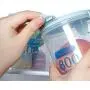Klare Kunststoffbehälter mit Deckeln für Küchen-Aufbewahrung, Boxen-Siegel, Vorratsbehälter, Flaschen- und Glaskorbförmige Organizer (Blau, M)