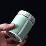 120ml Tea Box Container Tea Tin Can Storage Small Ceramic Bottle With Cap Tight Seal Tea Caddy Kitchen Canister Jar,light green