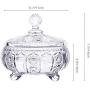 Glass Transparent Candy Jar with Crystal Engraved Food Storage Jar Jewelry Storage Box Dried Fruit Jar for Home Office and Party (Large)