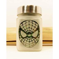 Stash Jar with Web Head and Cannabis Leaf Design - Air Tight, Smell Resistant Herb Storage Jar - 3" Tall x 2" Wide