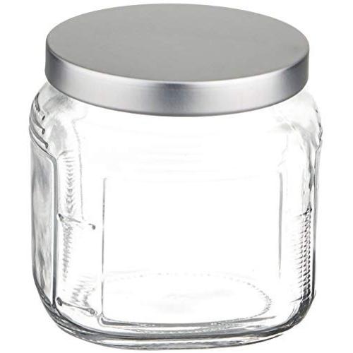 Anchor Hocking 16-Ounce Glass Cracker Jar with Brushed Aluminum Push Lid