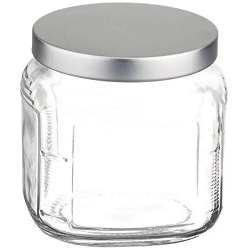 Bocal en verre 16 oz (473 ml) Anchor Hocking avec couvercle en aluminium brossé
