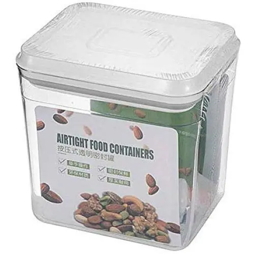 Conteniteurs Square Transparents en Plastique pour Stockage Alimentaire, Récipients d'Huile Essentielle, Conservateurs en Plastique Transparent pour Farine, Céréales, Café, Riz, Aliments Secs, 1700ml