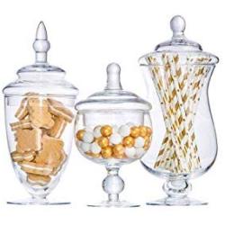 Transparent glass jar candy jar large food storage tank Canister Storage bottle wedding table decoration 3pcs/Set,Clear