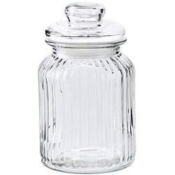 Clear Glass Candy Jar with Lid - Cookie Container Large Tea Storage Canisters Food Storage Container (950 ML/32.5 OZ)