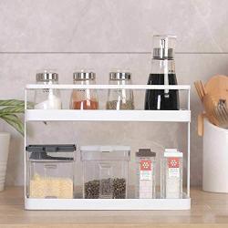 Dumcuw Spice Rack, 2-Tier Shelf Rack Kitchen Bathroom Countertop, Standing Storage Organizer Spice Jars Bottle Shelf Holder Rack for Kitchen Bathroom Office