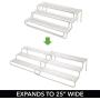 mDesign Adjustable, Expandable Kitchen Wire Metal Storage Cabinet, Cupboard, Food Pantry, Shelf Organizer Spice Bottle Rack Holder - 3 Level Storage - Up to 25" Wide - Satin