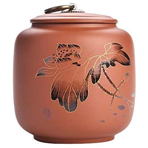 Purple Clay Loose Tea Tin/Tea Storage/Tea Caddy/Tea Canister Tea Storage Container Tins Jar with Airtight Lid, Lotus Flower, 750ml