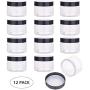 PH PandaHall 12 pcs 120ml(4 Oz) Empty Clear Plastic Slime Storage Favor Jars Wide-Mouth Sample Containers Round Cosmetic Travel Pot with Black Screw Cap Lids for Beads Jewelry Make Up Nails Art