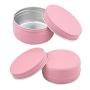 Healthcom 12 Pack 5 Oz Round Aluminum Tin Cans Screw Top Metal Steel Tins 150ml Lip Balm Tin Jars Cosmetic Containers Sample Favors Tins Food Storage Organization for Tea Salve Spice Candies(Pink)