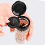DUDDP Storage Spice lar set Reusable Jar Glass Rotating Seasoning Cans Set, A Set of 6, Multiple Kinds Holes