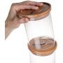 STACK UP Transparent Food Storage Canister - Safe Clear Borosilicate Glass Jar with Wooden Lid - Perfect Container for Kitchen Organization - Keeps Food Dry and Fresh - Cylinder, Capacity 27.1 fl oz.