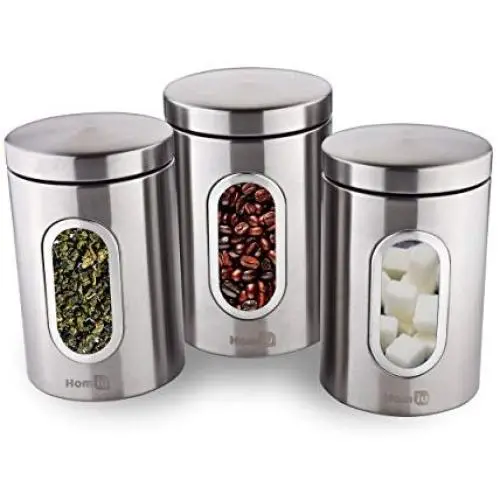Homiu Silberne Kaffeepulver- und Teesüßstoffbehälter Set 3er-Set