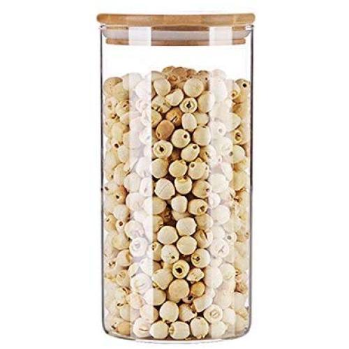 Kitchen Food Storage Jar Airtight Food Storage Kitchen Glass Jar Moisture-Proof Home Multi-Purpose Jam Bottle Cruet Creative Bamboo Cover Glass Moisture-Proof Sealing Pot