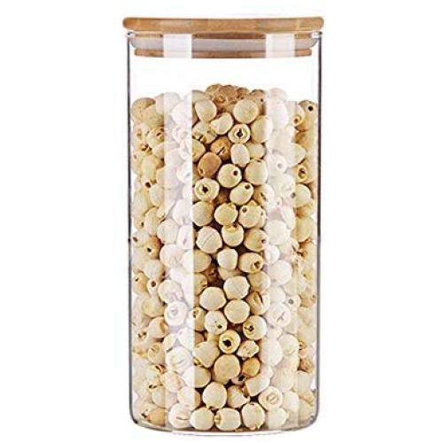 Kitchen Food Storage Jar Airtight Food Storage Kitchen Glass Jar Moisture-Proof Home Multi-Purpose Jam Bottle Cruet Creative Bamboo Cover Glass Moisture-Proof Sealing Pot