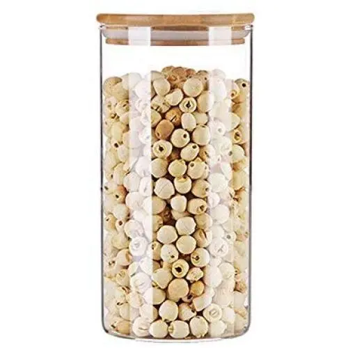 Kitchen Food Storage Jar Airtight Food Storage Kitchen Glass Jar Moisture-Proof Home Multi-Purpose Jam Bottle Cruet Creative Bamboo Cover Glass Moisture-Proof Sealing Pot