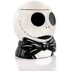 Toynk The Nightmare Before Christmas Cookie Jar - Jack Skellington Ceramic Storage Skull (9" x 7") Tim Burtons Classic Halloween & Christmas Decor - Kitchen, Home & Office Gifts