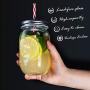 Mason Jars 6 PCS 16 oz Glass Jars with Lids & Straws Send 3 Non-Pores Covers Kitchen Glass Jars Mugs Masthome