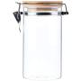 AUYE Glass Storage Jar,Coffee Bean & Kitchen food Container With Clamp Airtight wood Lid (40-Ounce)