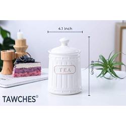 Canisters Sets for the Kitchen, Safer and Healthier Ceramic Kitchen Canisters set of 3 for Saving Sugar Tea Coffee Jars with Airtight Lids White Canister Food Storage jars TAWCHES TC001 (C White 3pcs)