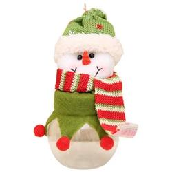 xmke96 Round Fabric Doll Candy Jar Santa Snowman Candy Storage Box Jar Cookie Container Snowman