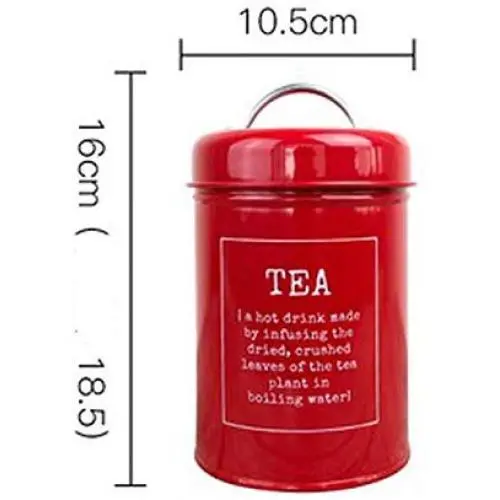 Metallische Farbige Dichtungsvorratsschale, Klassisch Minimalistisch Nordisch Desktop Lager Flasche Haushaltsorganizer Kaffee Zucker Tee Behälter, Rot Tee