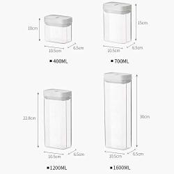 Airtight Food Storage Canister Transparent Square,Storage Jars Plastic With Bottle Cover Lock Buckle Design,Cereal Storage Containers Superimposable,Save Space,Durable,700ML