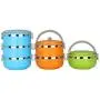 ZHX Wärmebeständige Lunchbox Bento Picknick Lagerung Messdose Edelstahl Mehrfächer für Schüler Kinder Outdoor Camping Blau 3