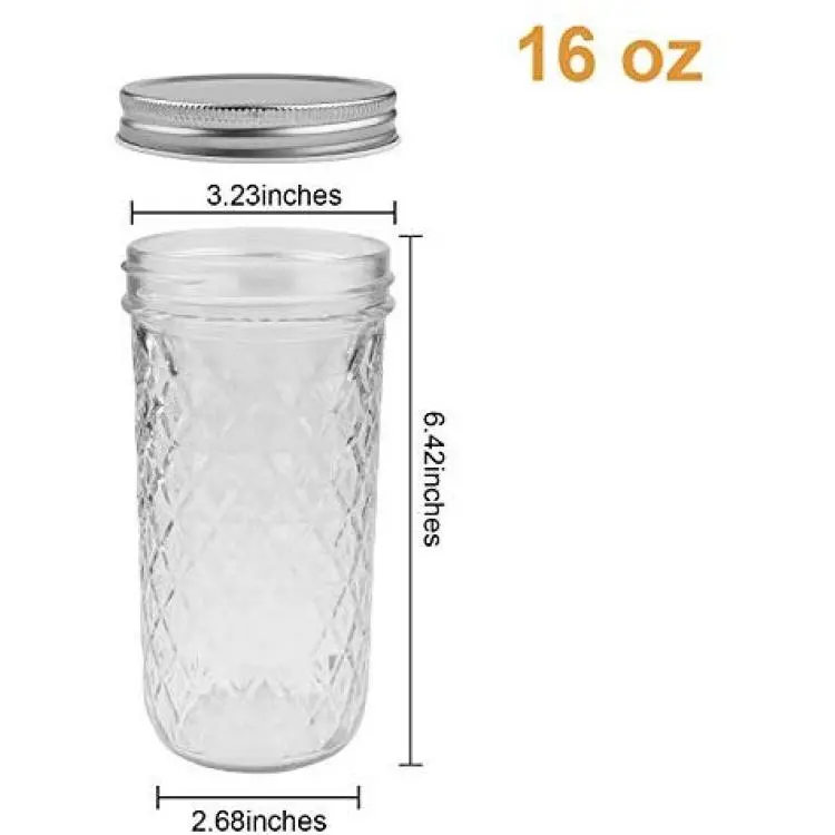 16oz Plastic Jars With Lids, Accguan Airtight Container for Food