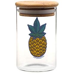 Pineapple Air Tight Moisture Proof Pop Top Glass Jar with Bamboo lid, Smell Proof Storage glass Container