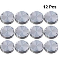 UPKOCH 12pcs Stainless Steel Mason Jar Lid Reusable Leak Proof,Storage Cap Sealing Lid with Silicone Gasket for Regular Mouth Canning Mason Ball Jar 86mm