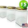 Bouteilles Hexagonales Dorées (15pcs, 9.0 oz) - Bouteilles en Verre Hexagonales avec Couvercles en Plastisol Doré pour Confit Beurre Gelées Cadeaux Mariage Cadeaux d'Arrivée Baby Food DIY Bouteilles Épices Magnétiques Artisanat Bouteilles de Conserve Bouteilles Hexagonales Dorées (15pcs, 9.0 oz) - Bouteilles en Verre Hexagonales avec Couvercles en Plastisol Doré pour Confit Beurre Gelées Cadeaux Mariage Cadeaux d'Arrivée Baby Food DIY Bouteilles Épices Magnétiques Artisanat Bouteilles de Conserve