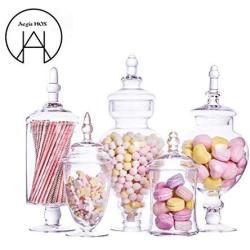 | Storage Bottles & Jars | New Transparent Glass Candy jar Hotel Wedding Dessert Storage Bottle Dinner Table Decorative High Striped Cover Storage Tank | by HUDITOOLS | 1 PCs