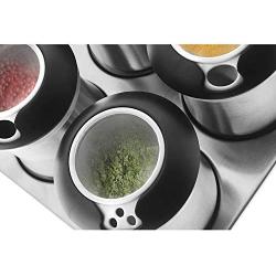 Rungfa Magnetic Spice Jars With Holder 7 Pieces Stainless Steel Rotating Top Lid 3.5 oz