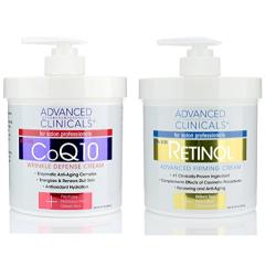 Advanced Clinicals Retinol Firming Cream and COQ10 Wrinkle Defense Cream - 2pc skin care set. 16oz each.