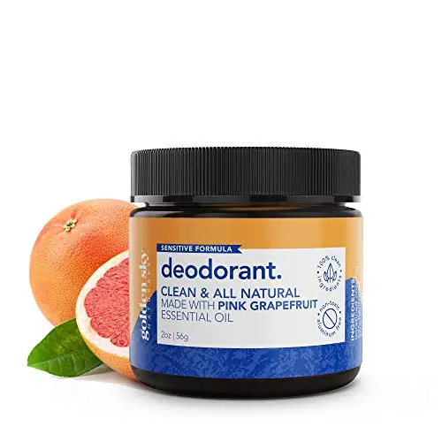 Golden Sky Naturals All Natural Deodorant Cream with Pink Grapefruit Essential Oil for Sensitive Skin, Deodorant without Aluminum and Parabens, 2 ounce Golden Sky Naturals All Natural Deodorant Cream with Pink Grapefruit Essential Oil for Sensitive Skin, Deodorant without Aluminum and Parabens, 2 ounce
