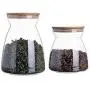 Dicht verschließbare Küchen-Lebensmitteldose, transparente Glasbehälter mit Naturbambüchwurzeldeckel, 700ml / 1100ml