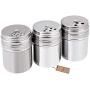 JUSTDOLIFE Spice Bottles Stainless Steel Seasoning Bottles Kitchen Accessary with Rotatable Shaker Top 3PCS
