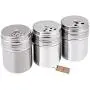 JUSTDOLIFE Gewürzflaschen Edelstahl Küchen Zubehör mit rotierender Shaker-Kappe 3PCS