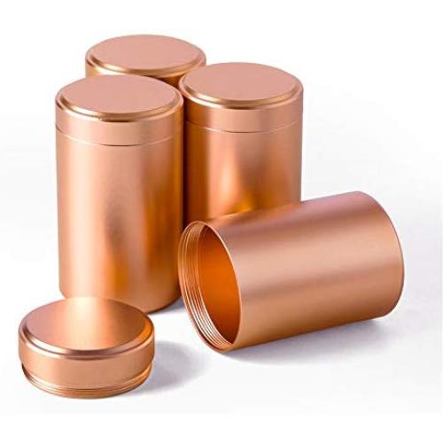 Tea Tins Canister set with Airtight Lids Home Kitchen Canisters for Tea Sugar Coffee Storage Loose Leaf Tea Tin Containers storage nut jar(Rose Gold1, 4PC/4.7OZ)