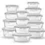 Chefs Star Glass Food Storage Containers [13-Piece Set] - Meal Prep Leakproof Container with Airtight Snap On Lids - Microwave, Oven, Freezer, Dishwasher Safe. for Kitchen, Lunch & Pantry - BPA Free