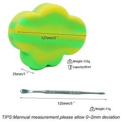YHSWE 1 Green/Yellow 85ml Large Silicone Container Non Stick Cloud Multi Use Storage Oil Wax Jar and a Carving Tool