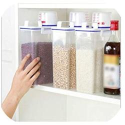 2Kg Kitchen Food Cereal Container Grain Bean Rice Plastic Storage Jars With Pour Kitchen Grains Food Storage Jars New,Transparent