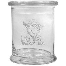 12 oz Clear Glass storage Herb Stash Jar and Lid with Yoda Logo