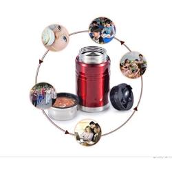 Stainless King 16 Ounce Food Jar with Folding Spoon, Cranberry (Red)