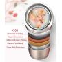 Sundylive Food Jar 20 Ounce - 304 Stainess Steel Food Flask with Folding Spoon, Lid with Handle, Carry and Eating Easily