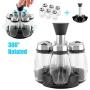 7Pcs/Set Rotating Glass Cruet Condiment Spice Jars Set Salt Pepper Shakers Seasoning Sprays Bottle Kitchen Storage Jar Rack